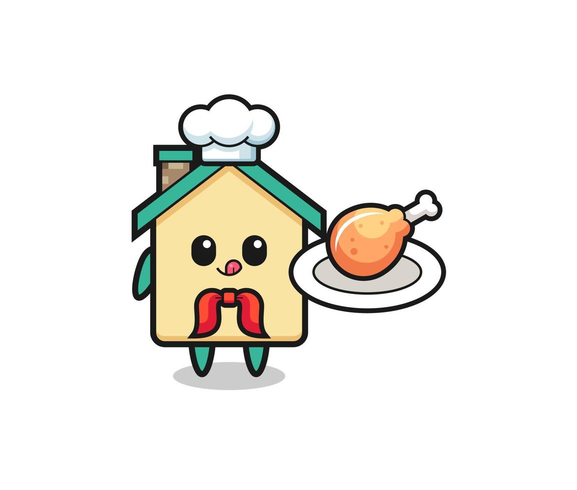 personaje de dibujos animados de chef de pollo frito de la casa vector