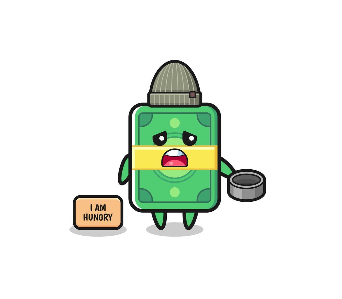 cute money beggar cartoon character vector