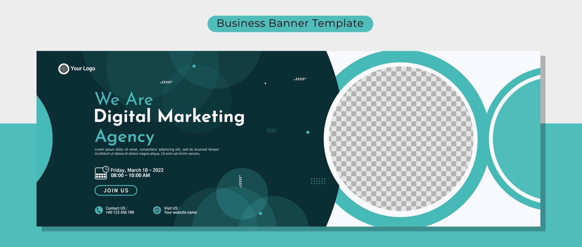 Business conference banner template design for webinar, marketing, online class program, etc vector