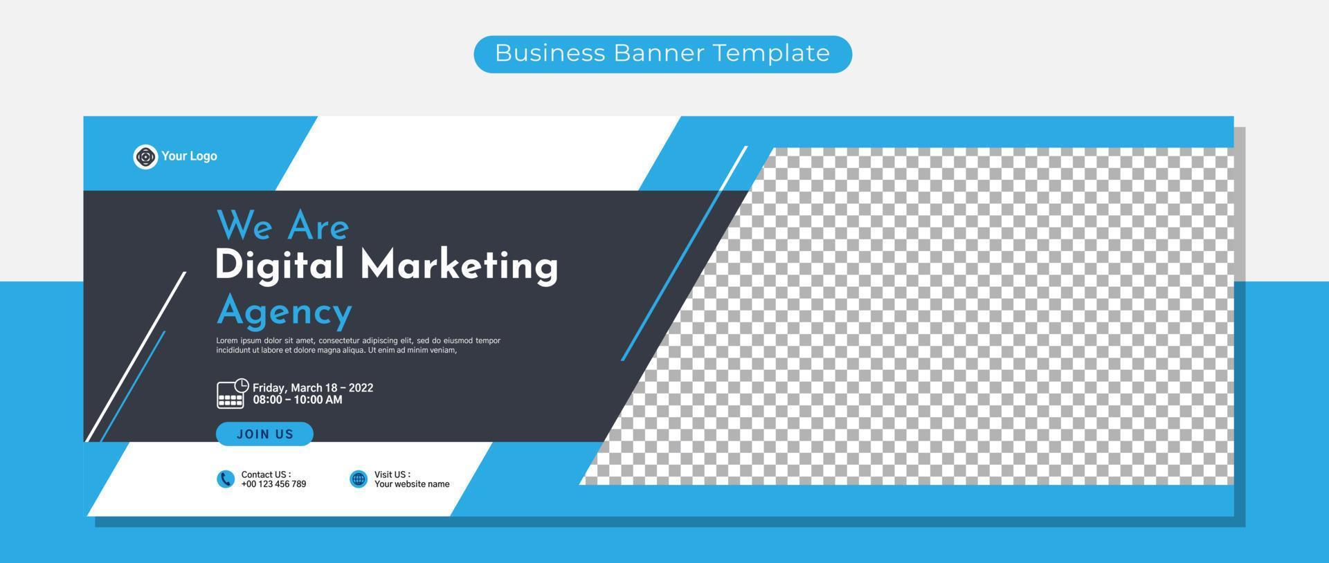 Creative corporate business banner template design for webinar, marketing, online class program, etc vector