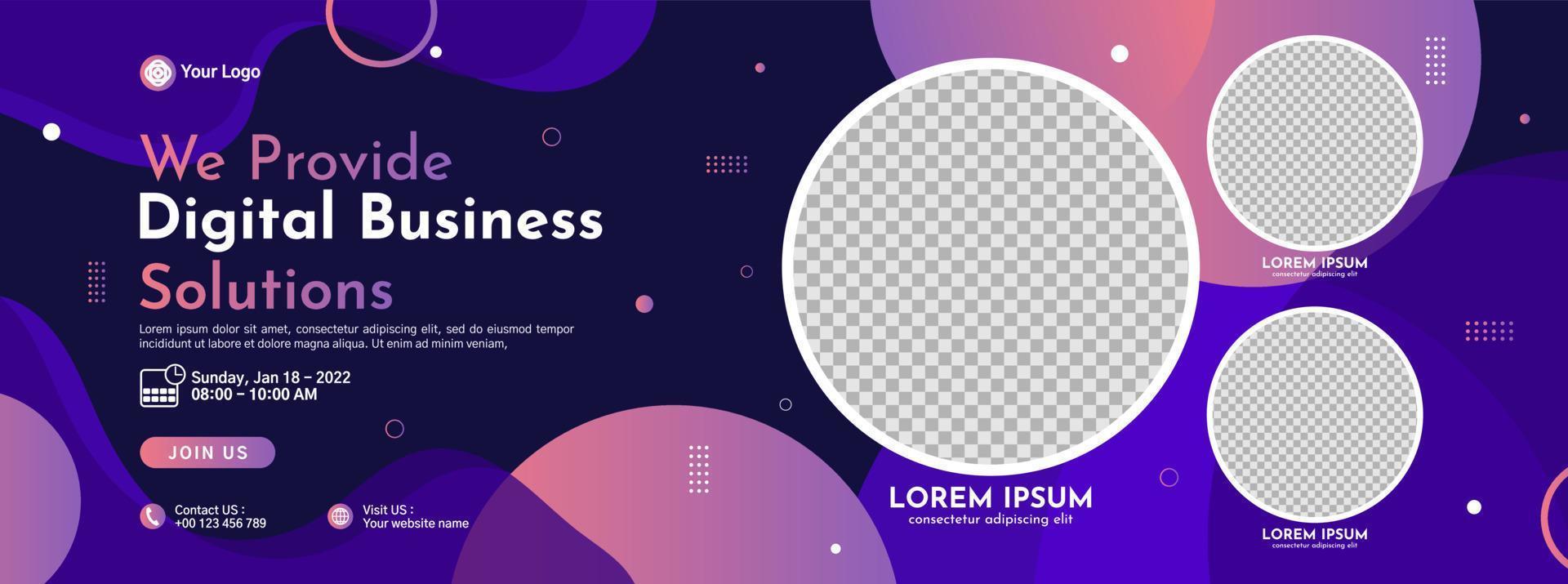 Business conference banner template design for webinar, marketing, online class program, etc vector