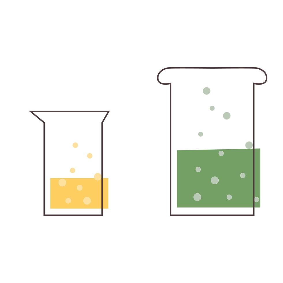 Set with medical laboratory equipment - beakers. soleted flat illustration vector
