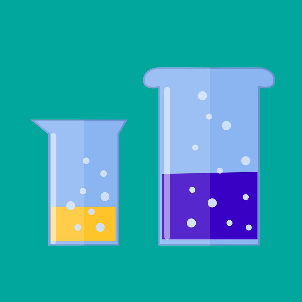 Set with medical laboratory equipment - beakers. soleted flat illustration vector