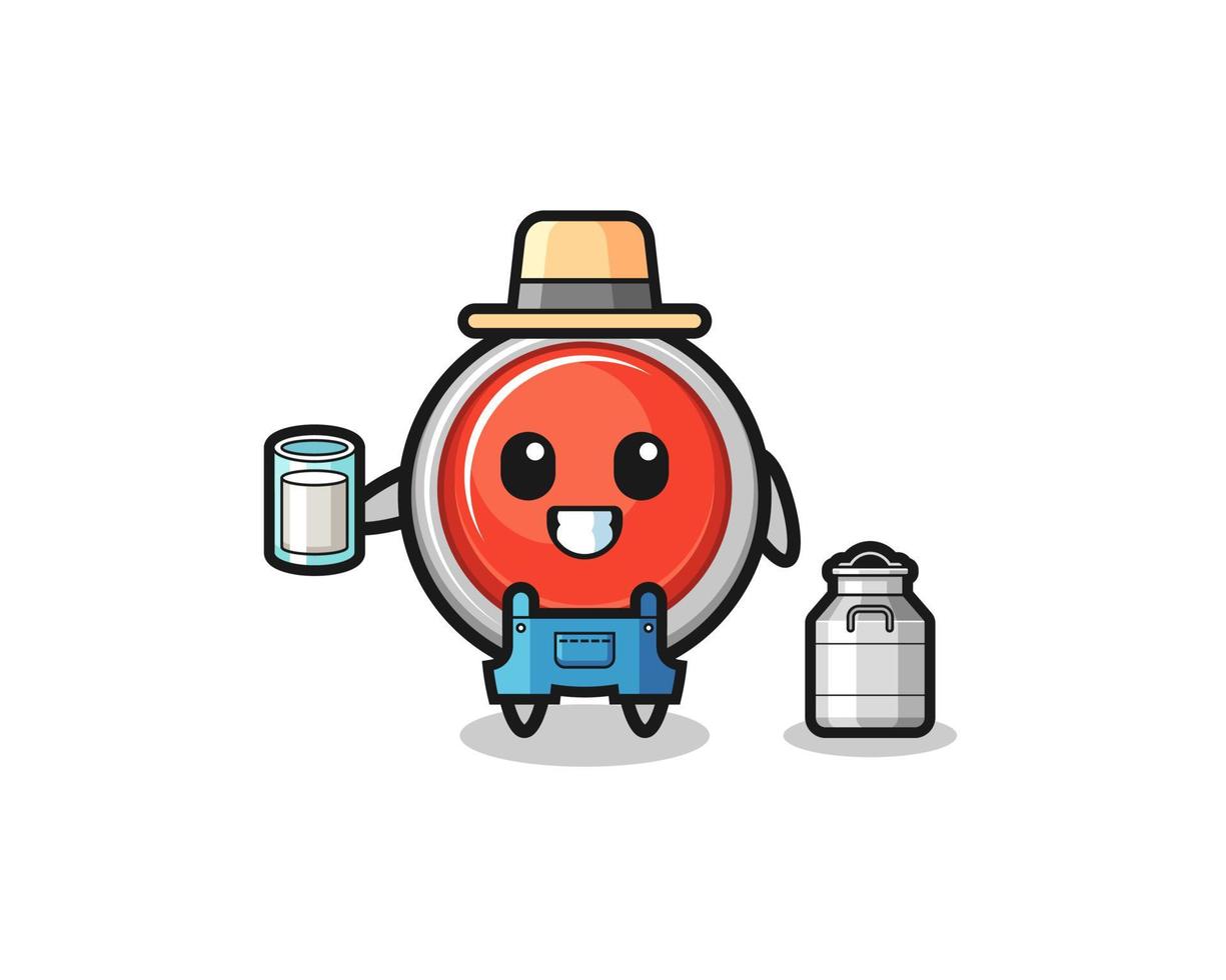 emergency panic button cartoon as the dairy farmer vector