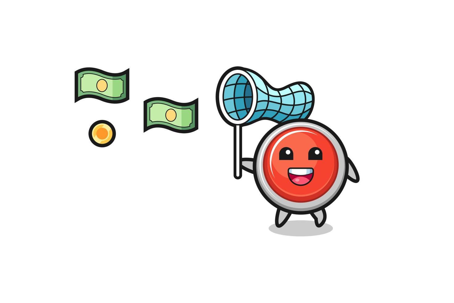 illustration of the emergency panic button catching flying money vector