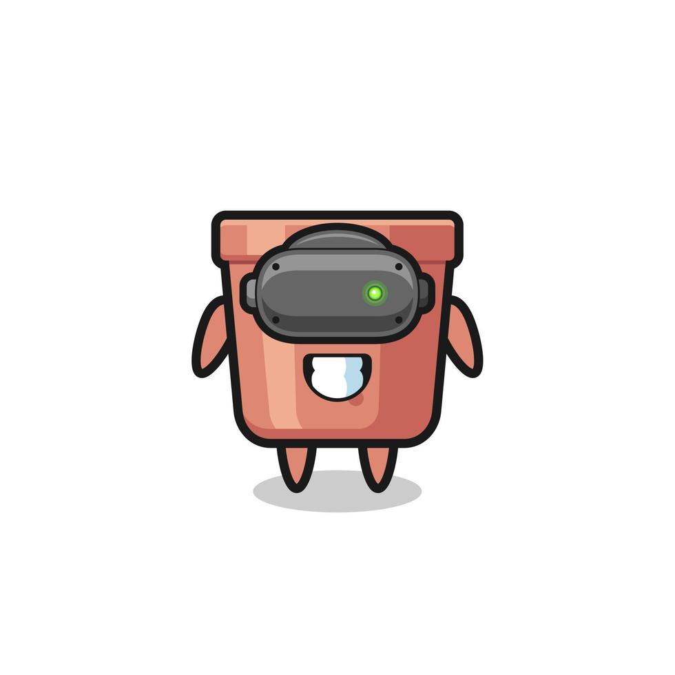 cute flowerpot using VR headset vector