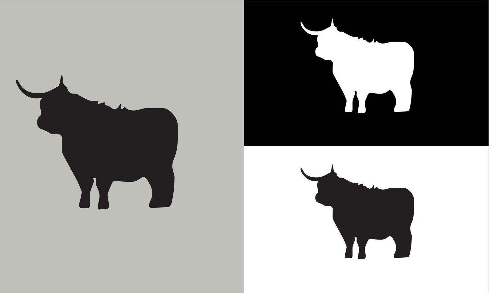 Diseño de ilustración de vector de silueta de búfalo