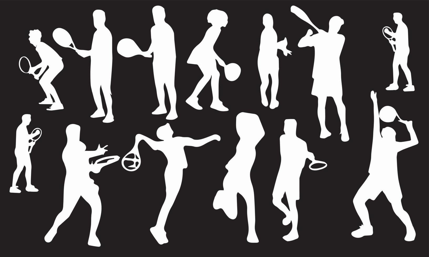 conjunto de diseño de ilustración de vector de silueta de jugador de tenis