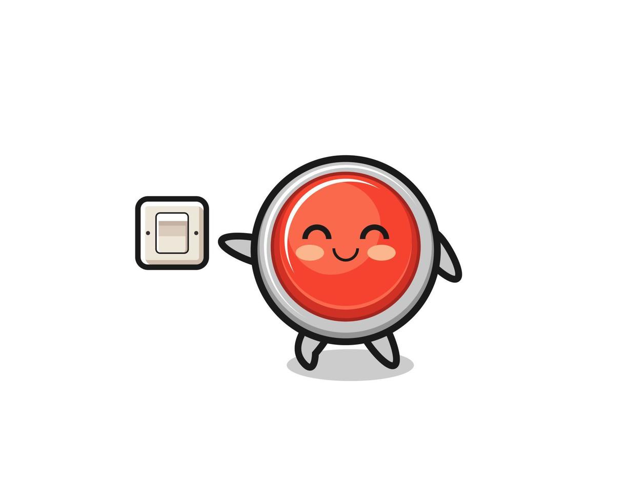 cartoon emergency panic button is turning off light vector