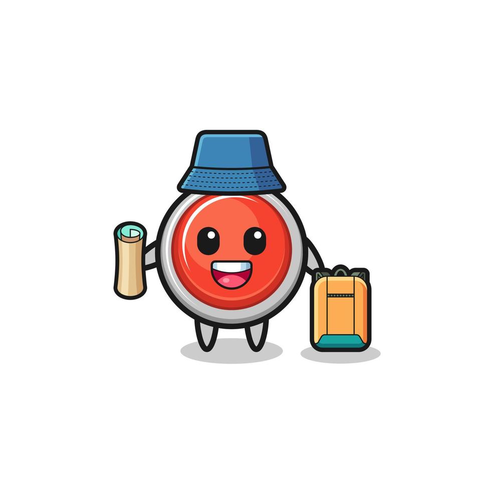 emergency panic button mascot character as hiker vector