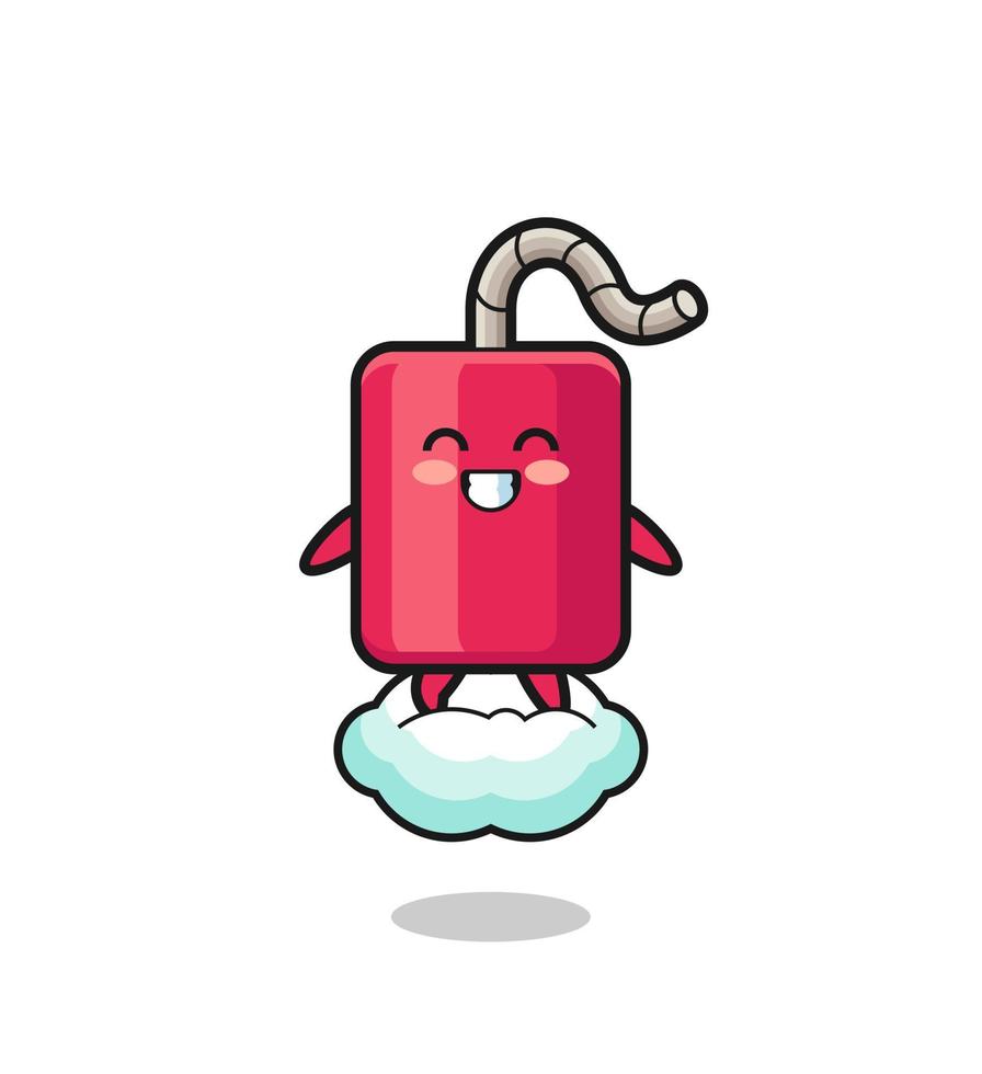 cute dynamite illustration riding a floating cloud vector