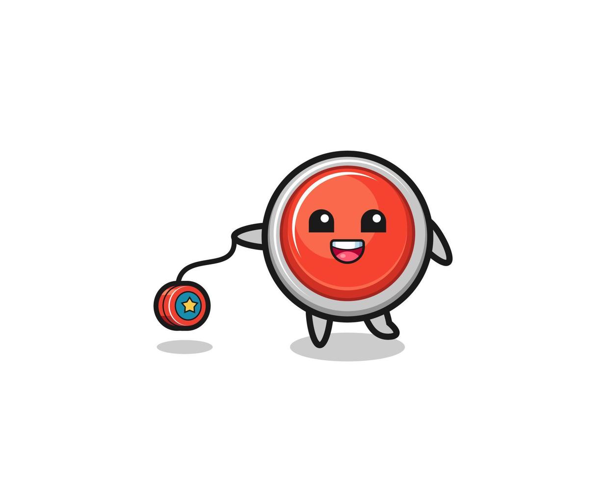 cartoon of cute emergency panic button playing a yoyo vector