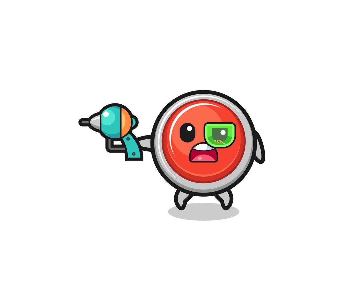 cute emergency panic button holding a future gun vector