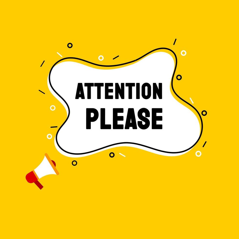 attention please. Badge with megaphone icon vector