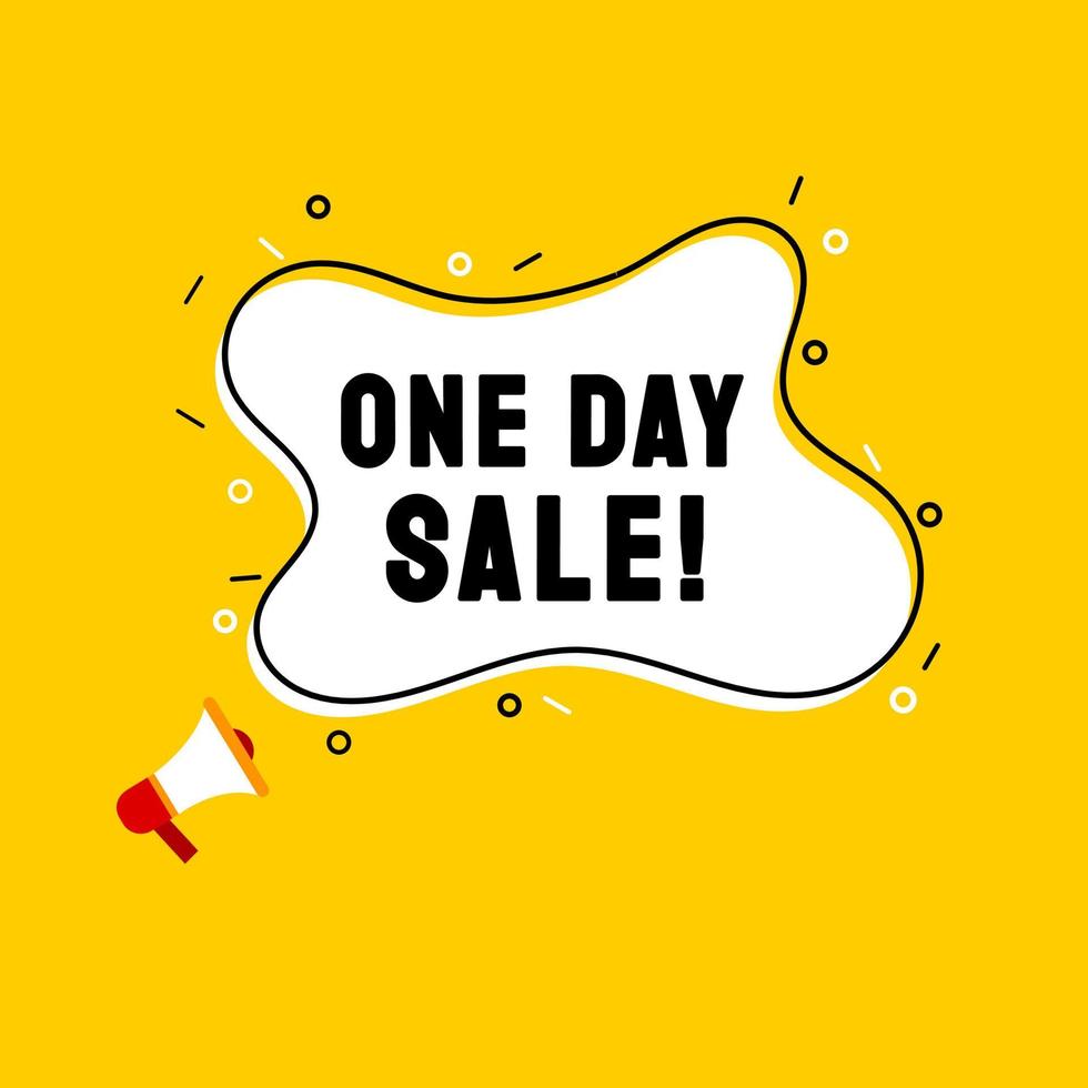 one day sale. Badge with megaphone icon vector