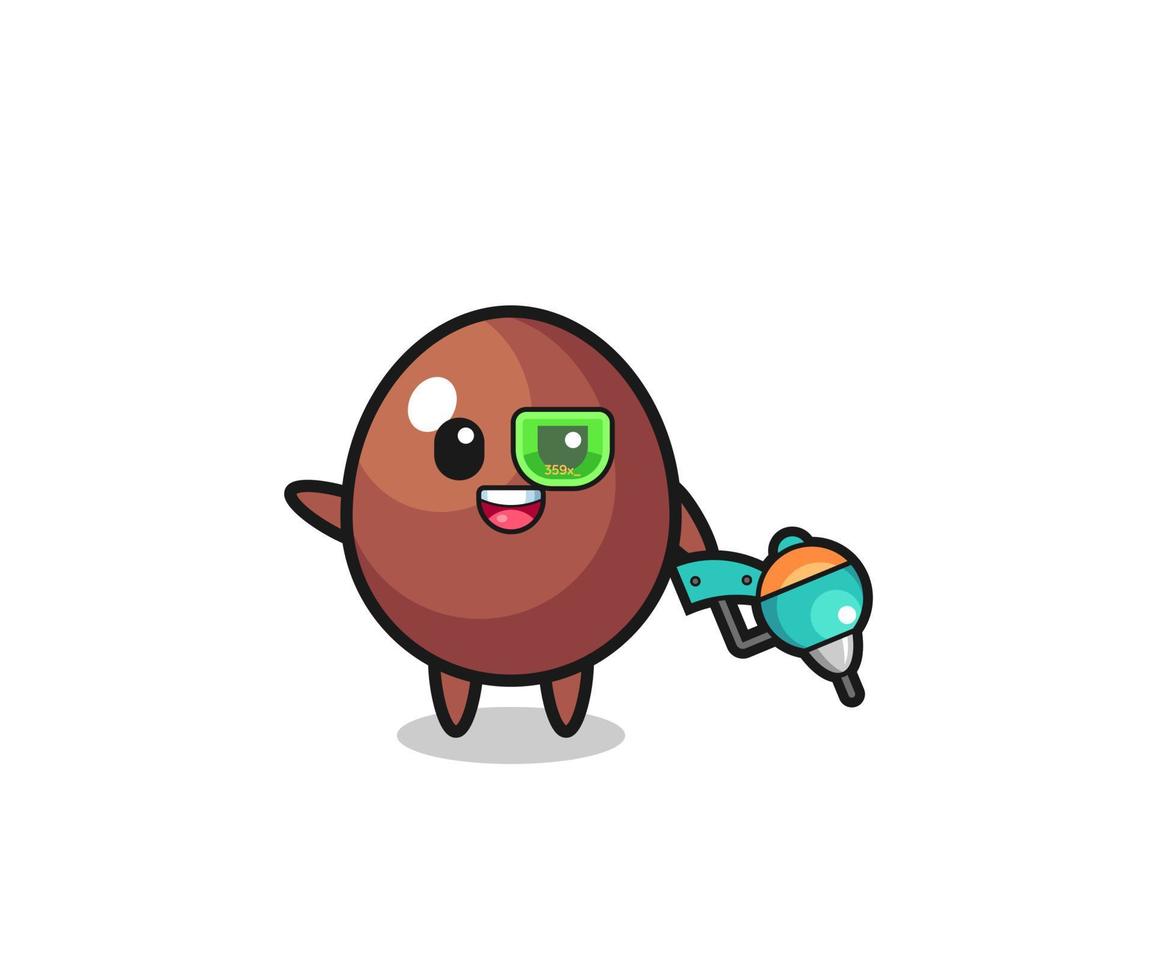 chocolate egg cartoon as future warrior mascot vector