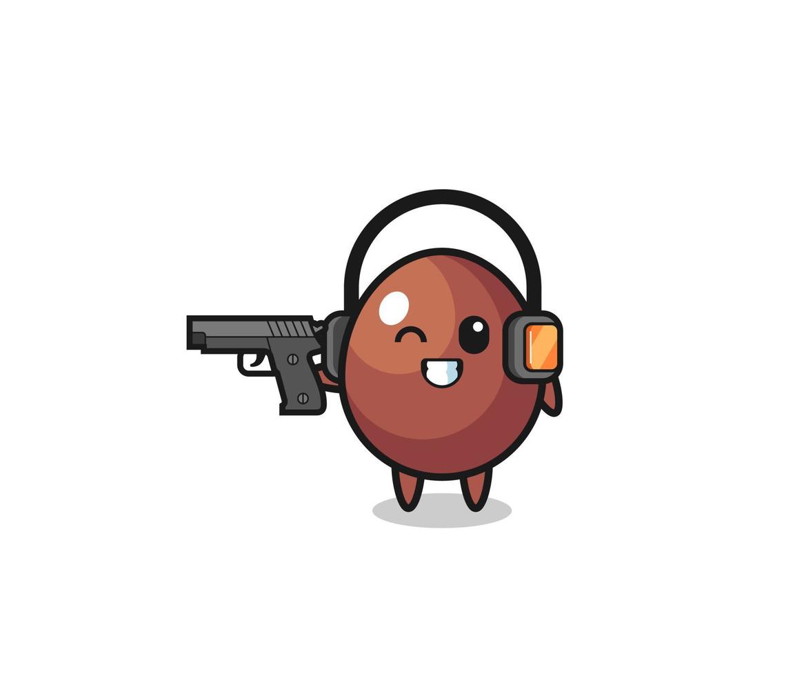 illustration of chocolate egg cartoon doing shooting range vector