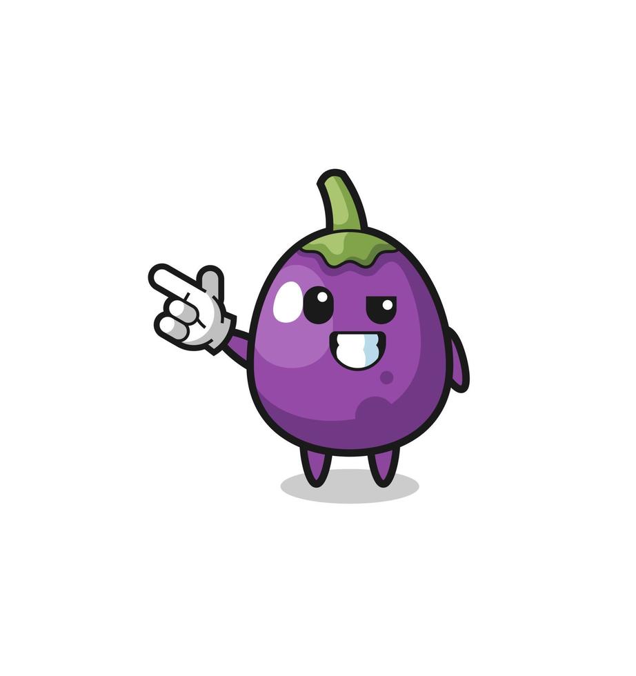 eggplant mascot pointing top left vector