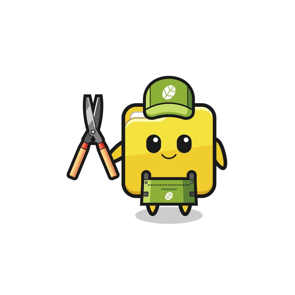 cute folder as gardener mascot vector