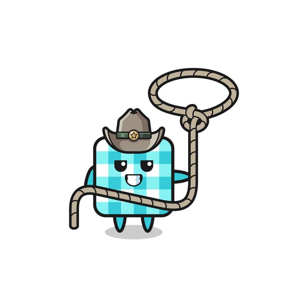 the checkered tablecloth cowboy with lasso rope vector