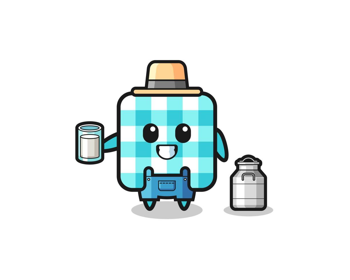 checkered tablecloth cartoon as the dairy farmer vector