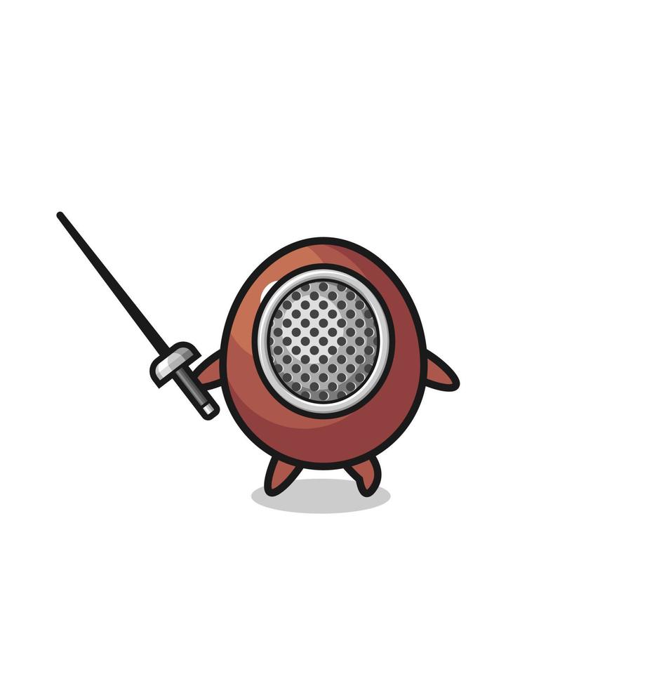 chocolate egg earth cartoon as fencer mascot vector