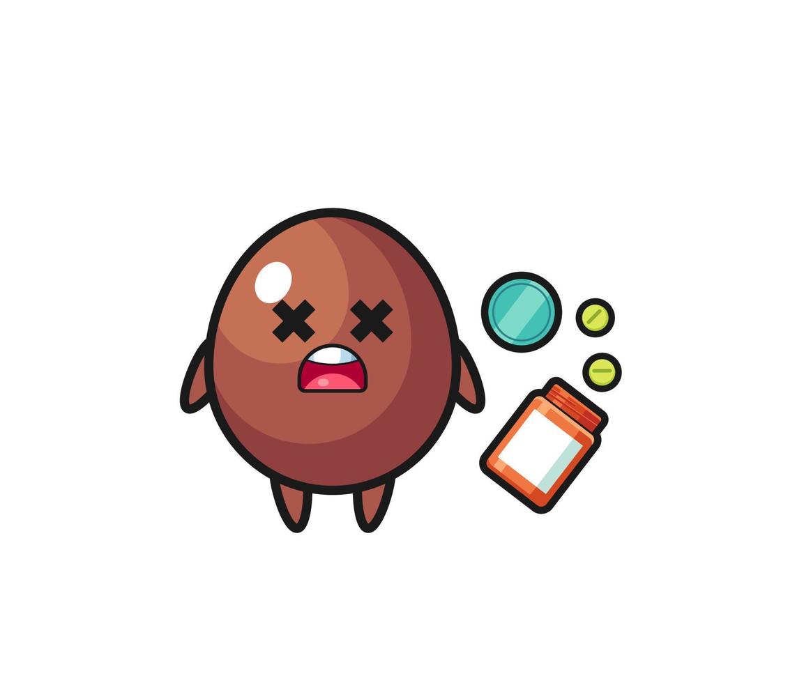 ilustración del personaje de huevo de chocolate con sobredosis vector