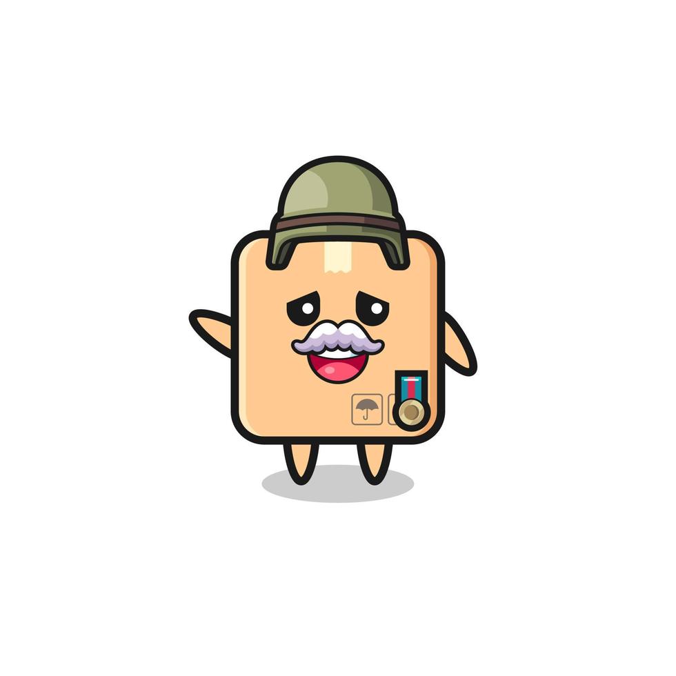 cute cardboard box as veteran cartoon vector