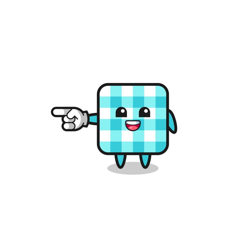 checkered tablecloth cartoon with pointing left gesture vector