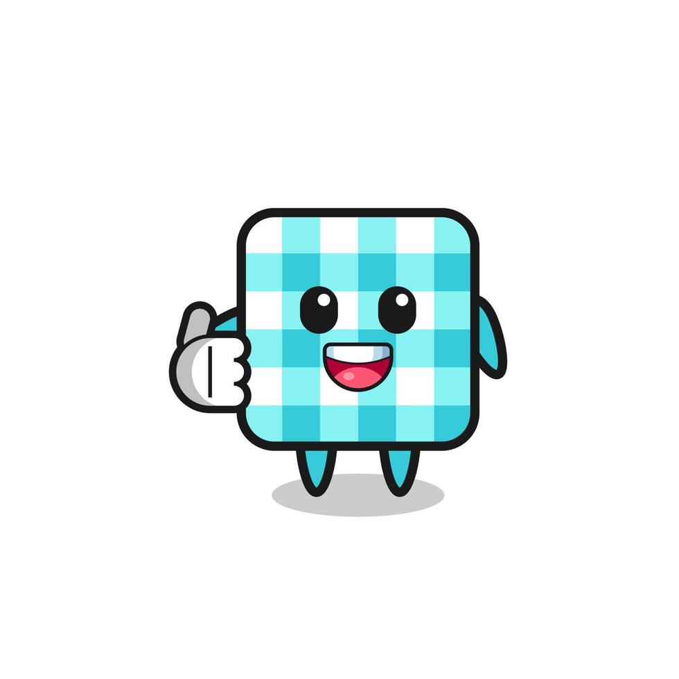 checkered tablecloth mascot doing thumbs up gesture vector