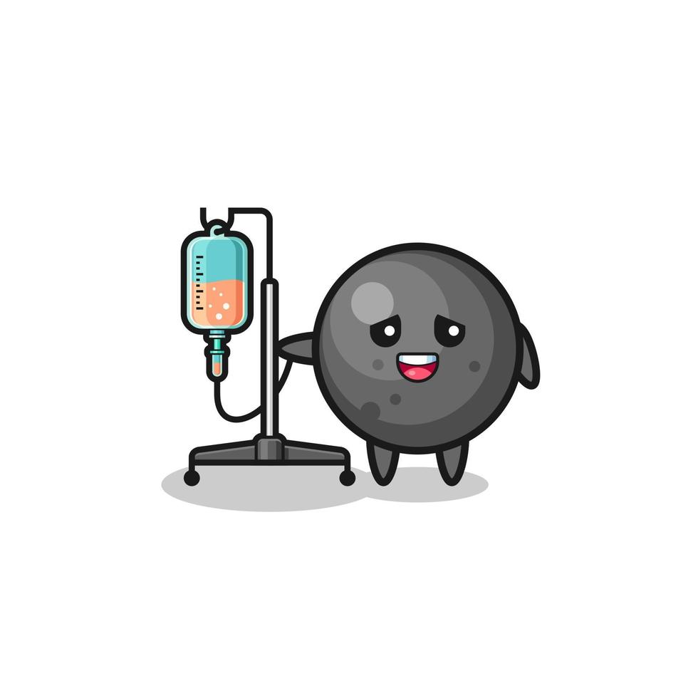 cute cannon ball character standing with infusion pole vector
