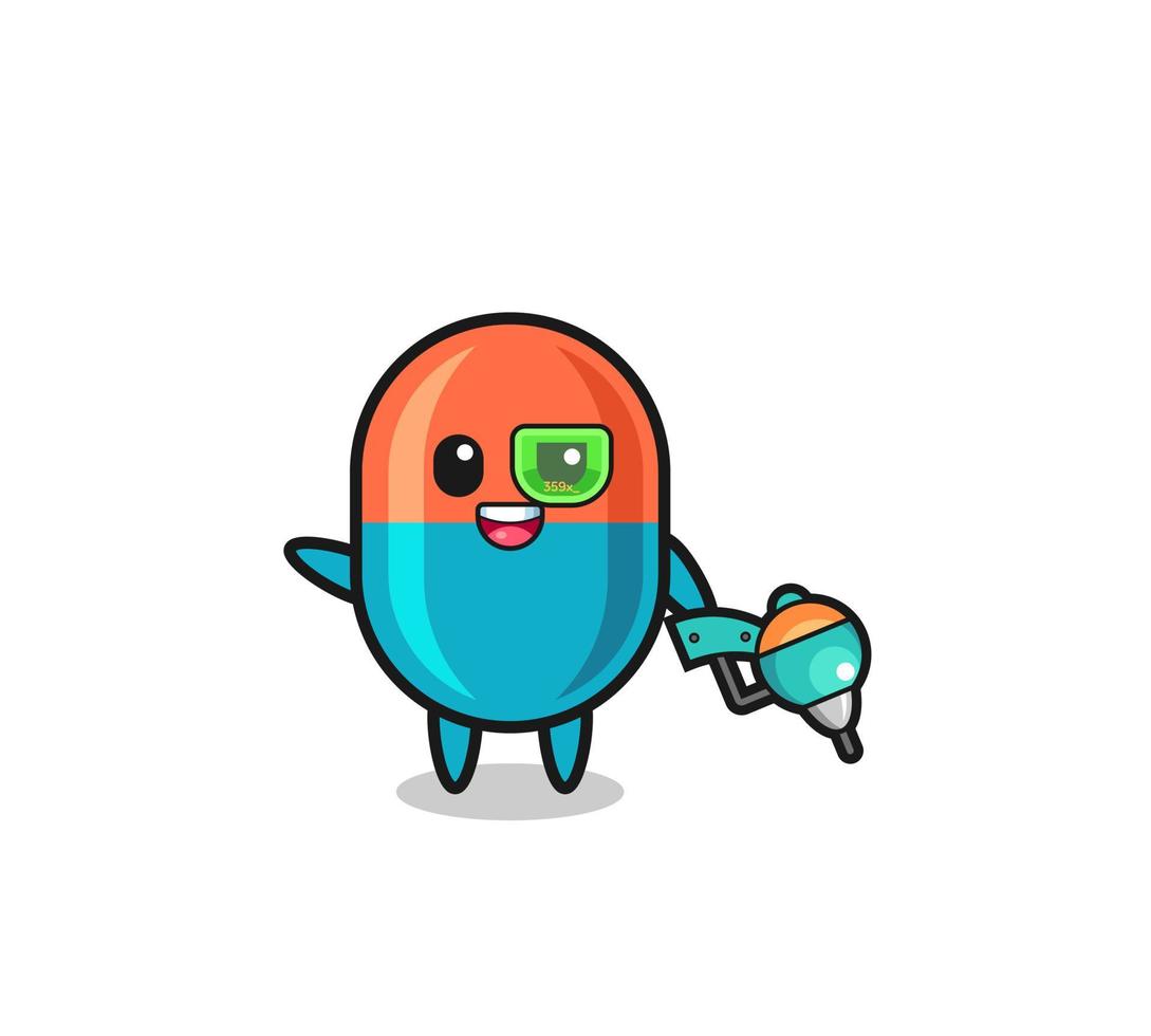 capsule cartoon as future warrior mascot vector