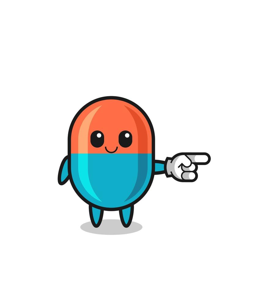 capsule mascot with pointing right gesture vector