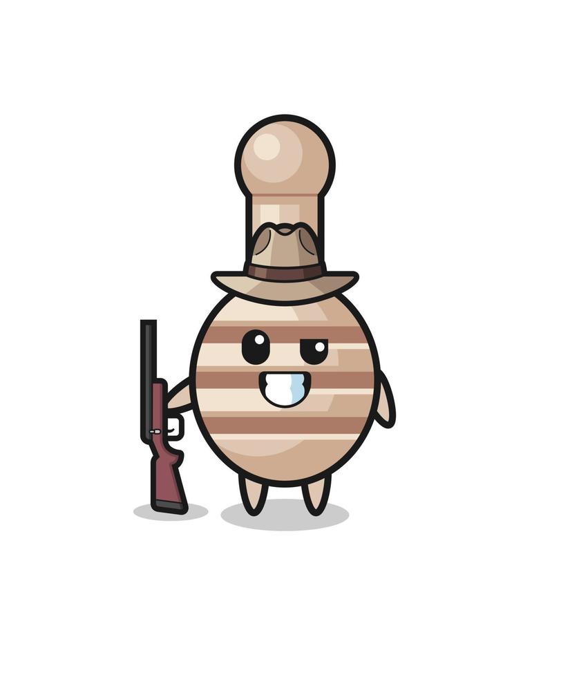 honey dipper hunter mascot holding a gun vector