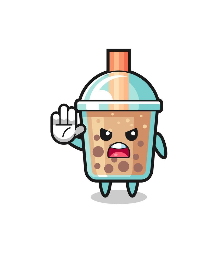 personaje de té de burbujas haciendo gesto de parada vector