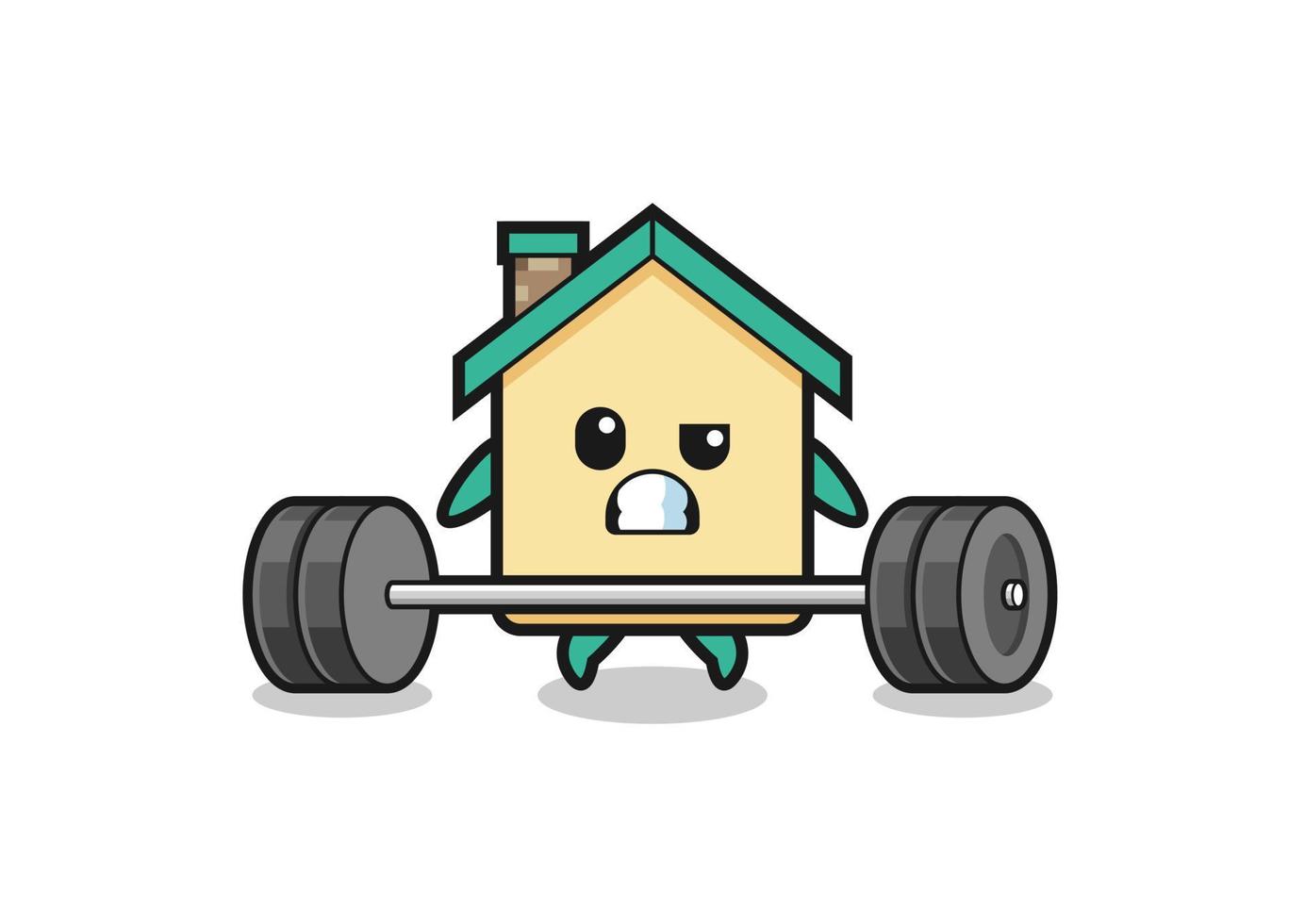 cartoon of house lifting a barbell vector