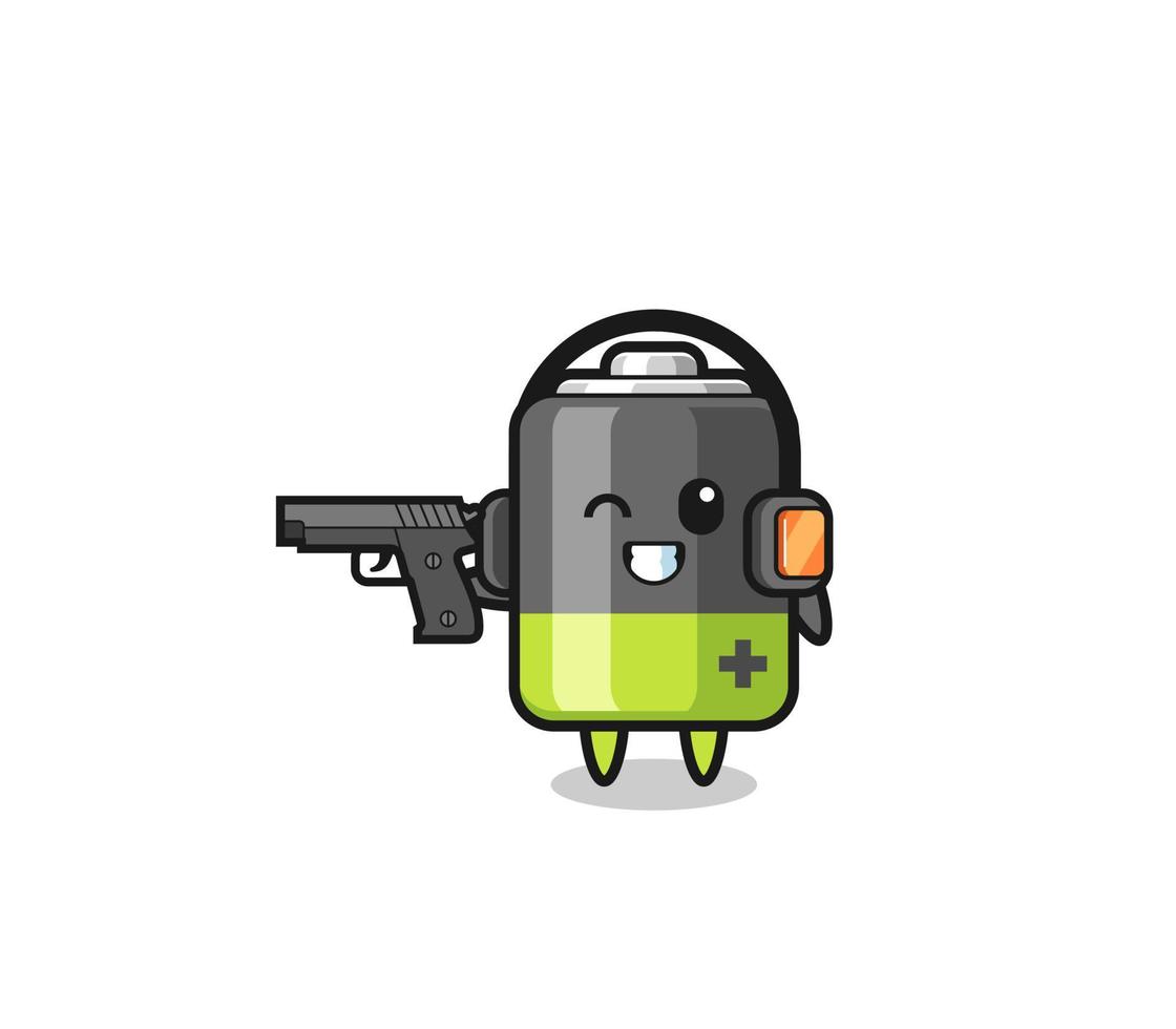 illustration of battery cartoon doing shooting range vector