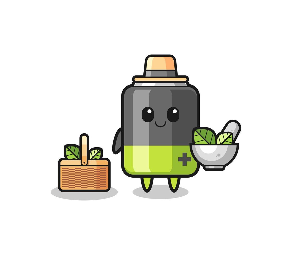 battery herbalist cute cartoon vector