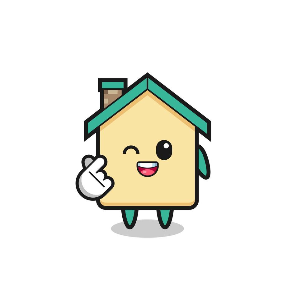 house character doing Korean finger heart vector