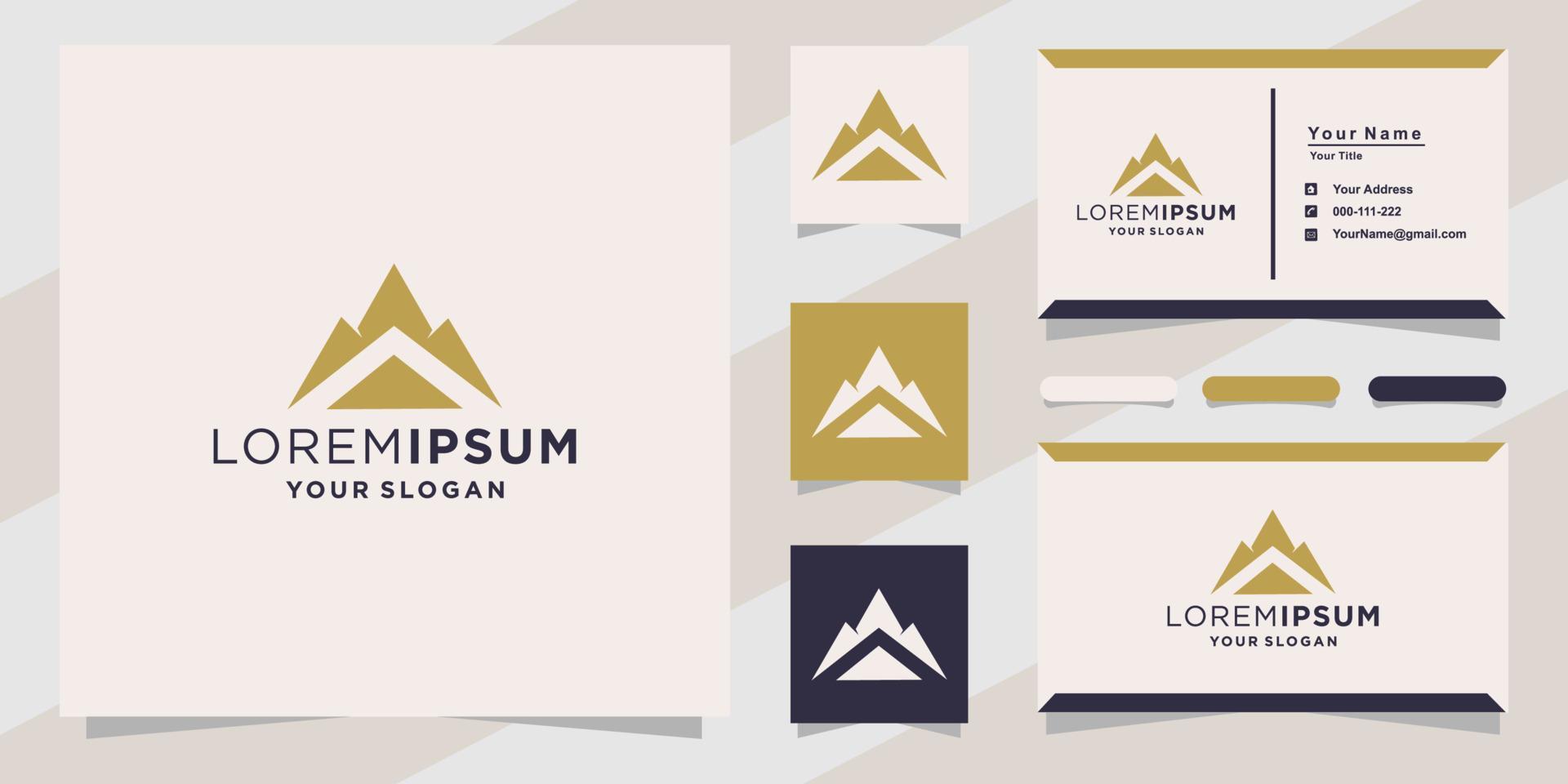 mountain logo for company with business card template vector