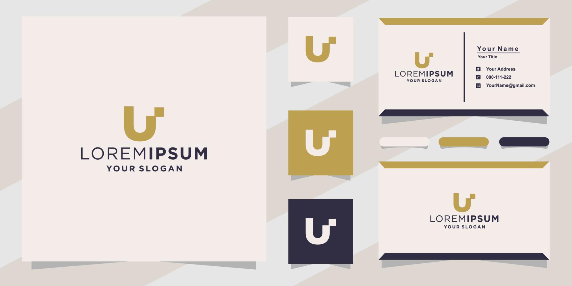 logotipo de leletter u para empresa con plantilla de tarjeta de visita vector