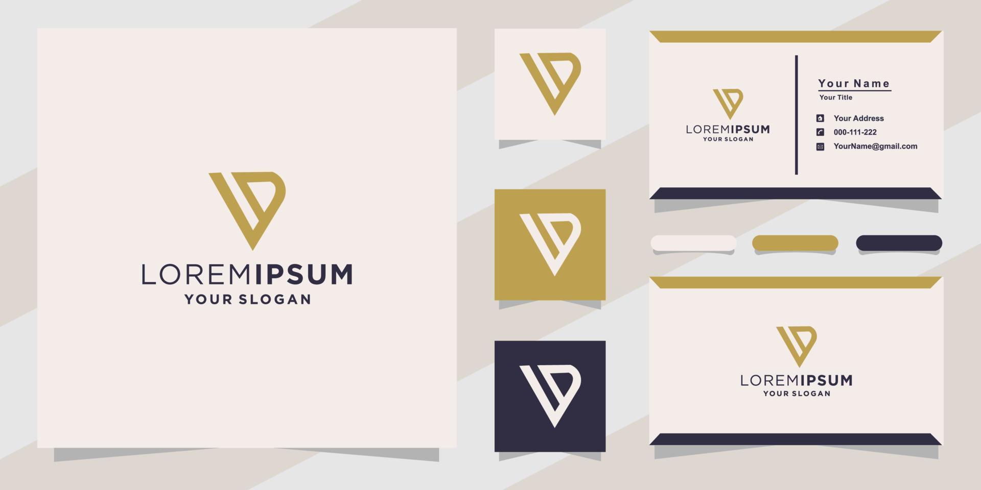 logotipo de letra vd para empresa con plantilla de tarjeta de visita vector