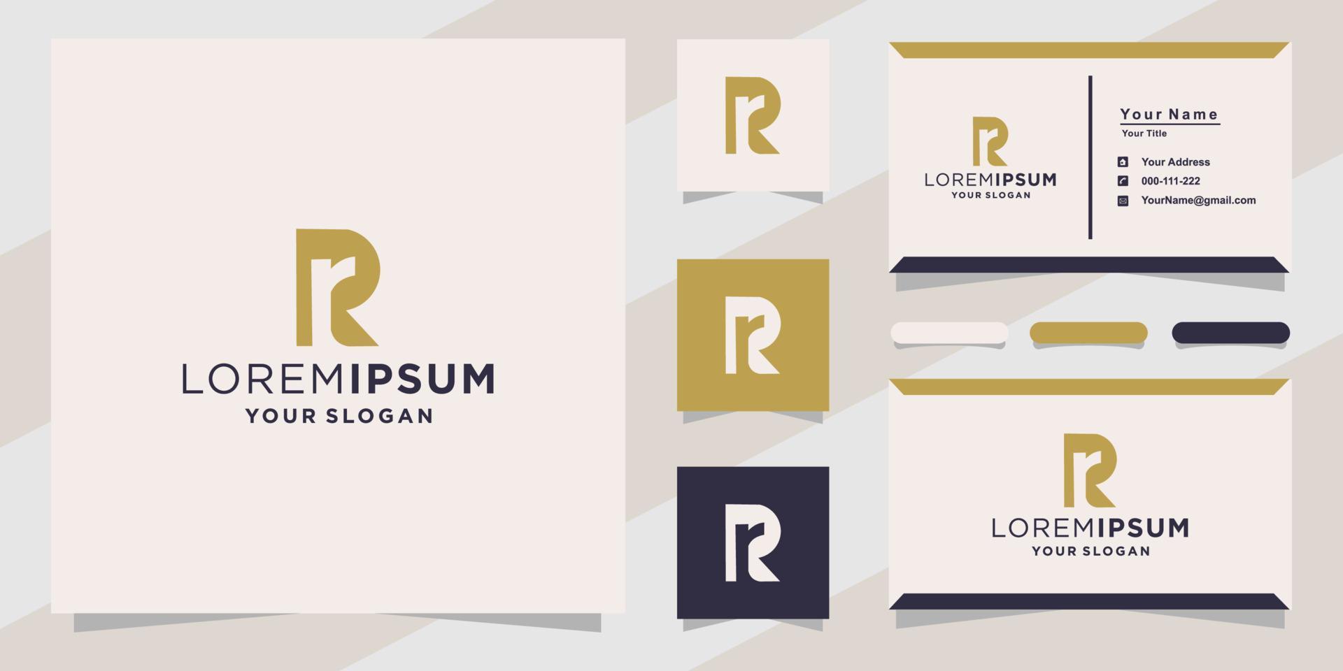 logotipo de letra rr para empresa con plantilla de tarjeta de visita vector