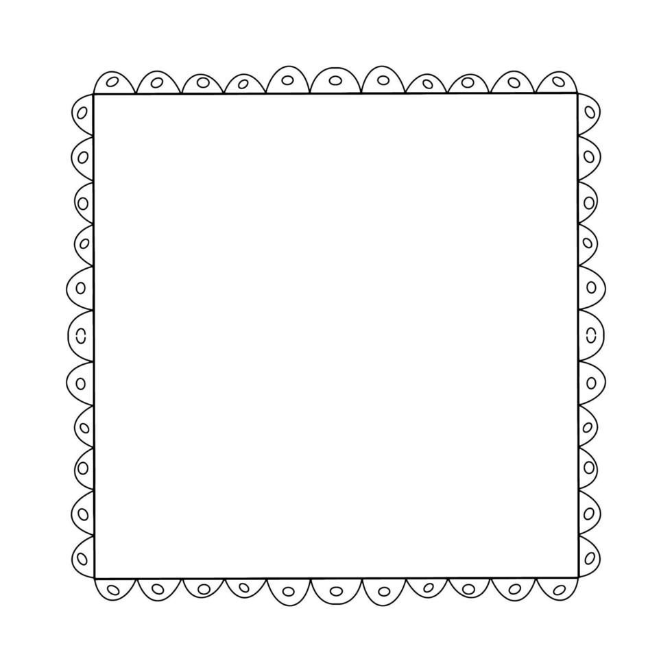 Doodle frame. Floral and geometric patterns.Black and white image.Outline drawing by hand.Vector image vector