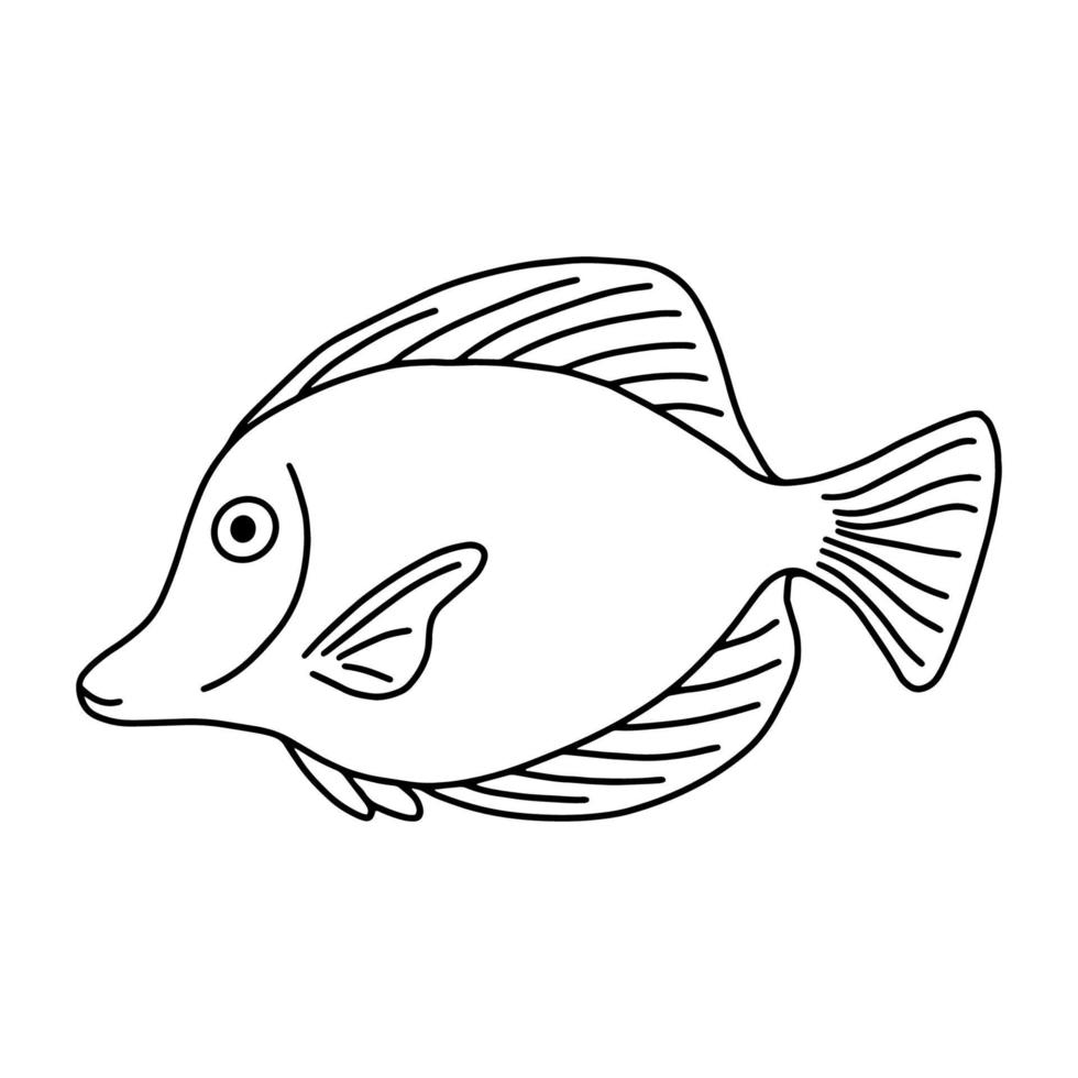 The fish of the sea or river.Coloring pages for adults or children.Black and white image.Doodle coloring book.Vector illustration vector