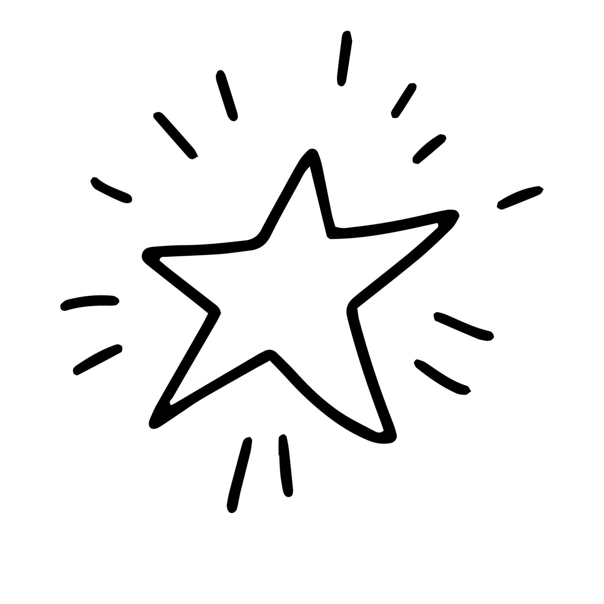 Glow in the dark star painted in the style of Doodle Black and white