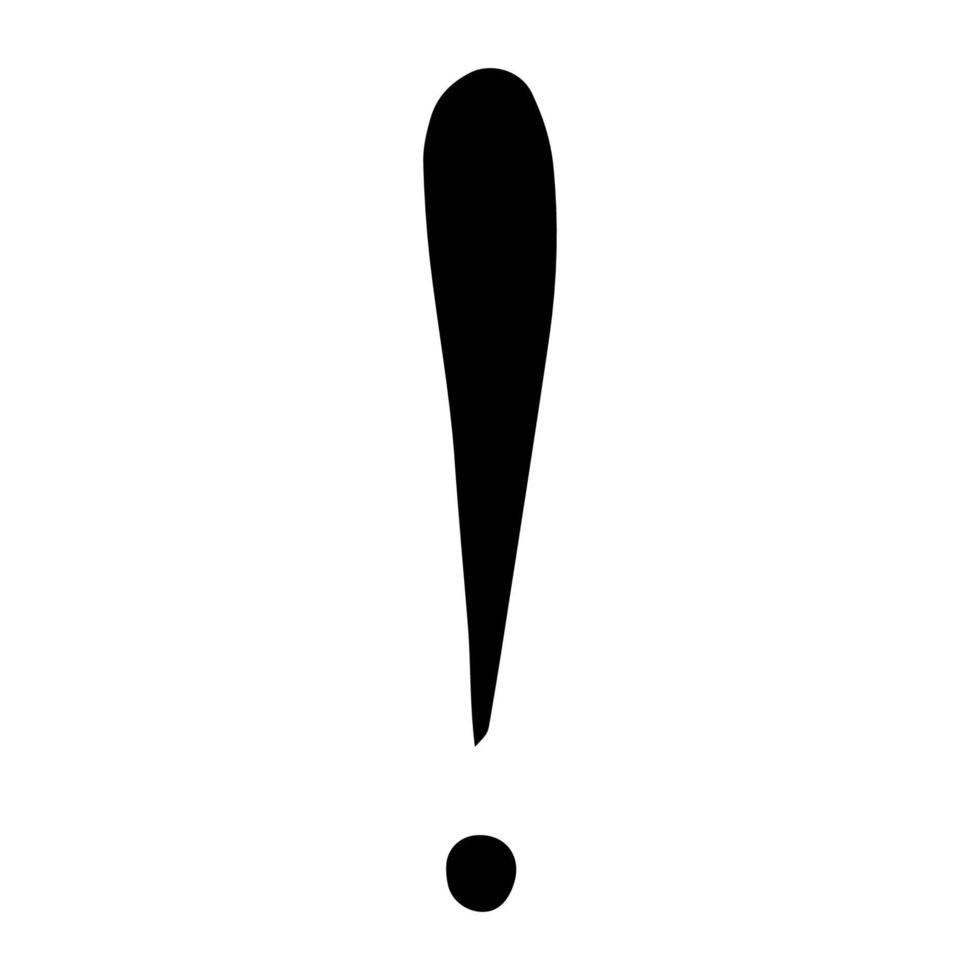 Exclamation point drawn in the Doodle style.Black and white image.Monochrome.Outline drawing by hand.Vector image vector