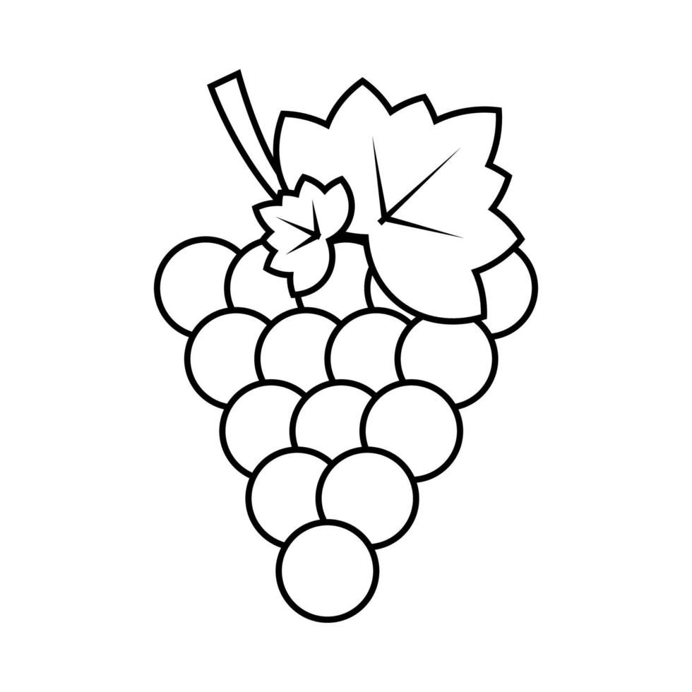 Icon bunch of grapes with a leaf.Contour drawing of fruit.Vector illustration vector