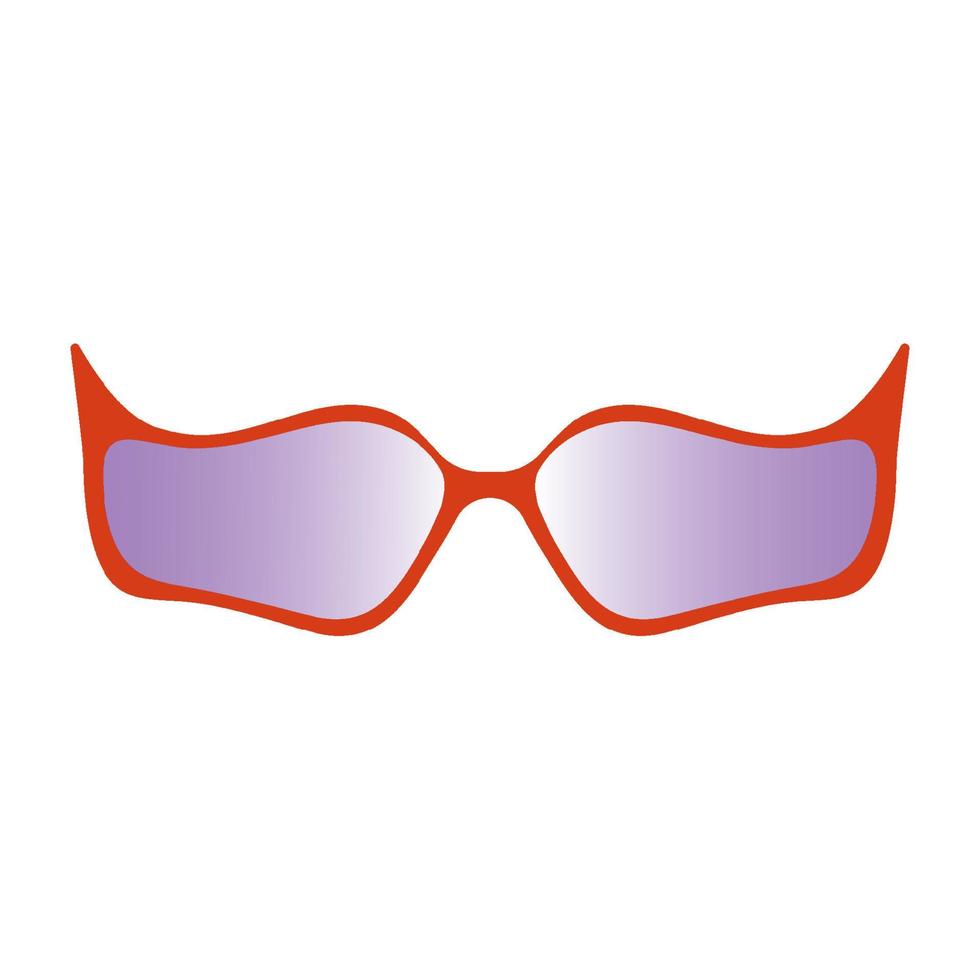 gafas rojas con formas inusuales y cuernos afilados en el borde con gafas moradas ahumadas.accesorios brillantes de moda para hombres y mujeres.una ilustración estilizada.ilustración vectorial vector