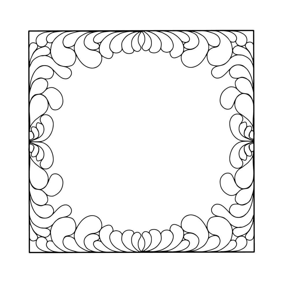 Doodle frame. Floral and geometric patterns.Black and white image.Outline drawing by hand.Vector image vector